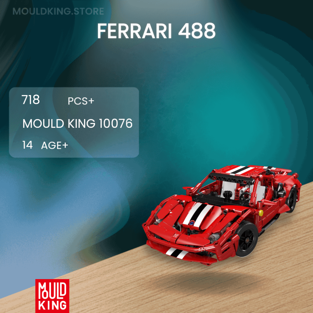 MOULD KING 10076 Ferrari 488 With 718 Pieces MOULD KING