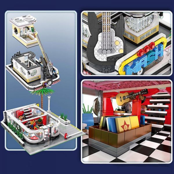 16002 MOC Creator City Street View Cuitar Shop with Light Villa Education Model Building Blocks Toys 2 - MOULD KING