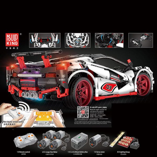 Remote Control Technic Series MOC 3918 Veneno Roadster 13067 Set Compatible With Legoing Kids Building Blocks 3 - MOULD KING