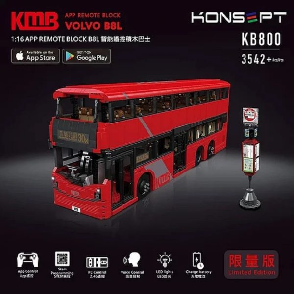 MOULDKING KB800 VOLVO B8L BUS with RC with 3542 pieces