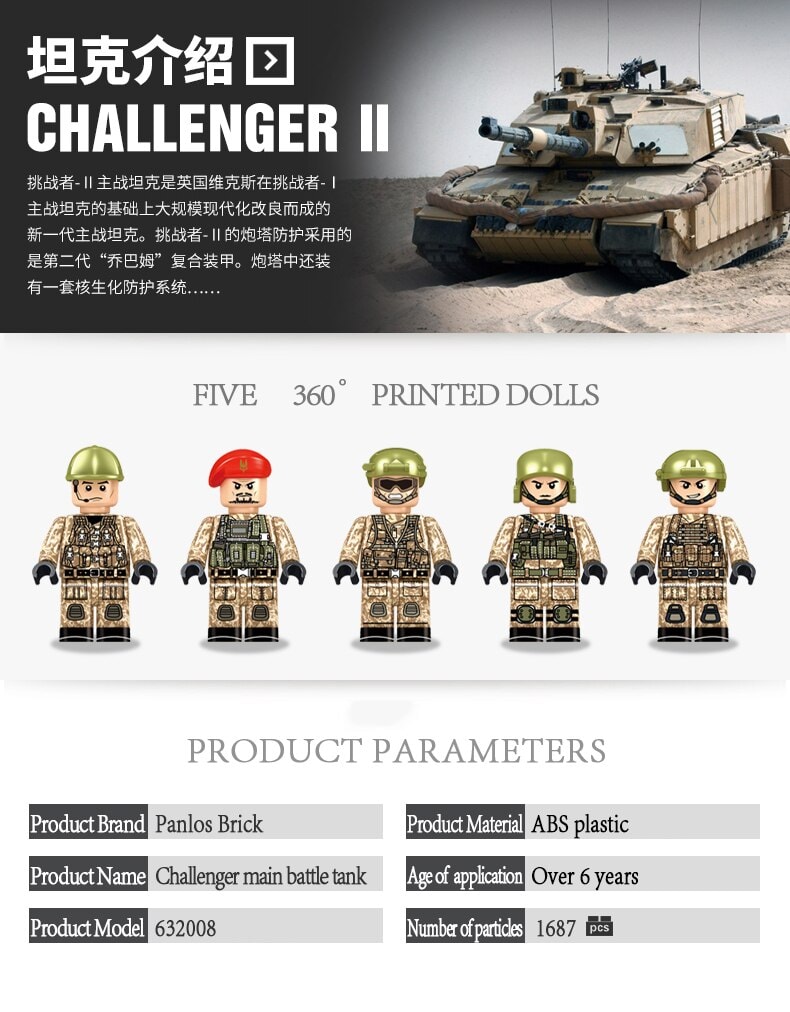 panlos 632008 military challenger 2 main battle tank 6186 - MOULD KING