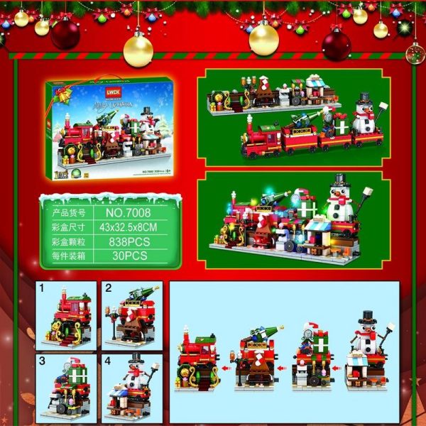 LWCK 7008 Merry Christmas Train 4 in 1 with 838 pieces 5 - MOULD KING