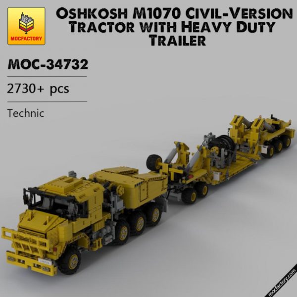 MOC 34732 Oshkosh M1070 Civil Version Tractor with Heavy Duty Trailer Technic by legolaus MOC FACTORY - MOULD KING