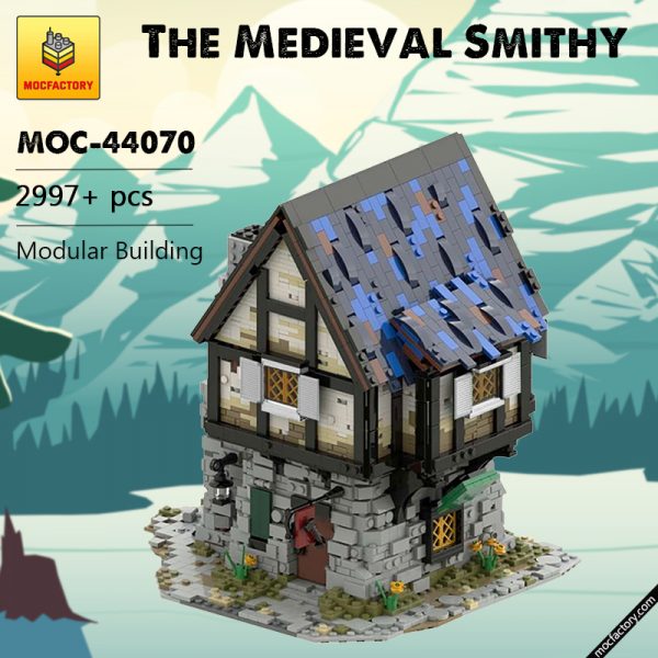 MOC 44070 The Medieval Smithy Modular Building by povladimir MOC FACTORY - MOULD KING