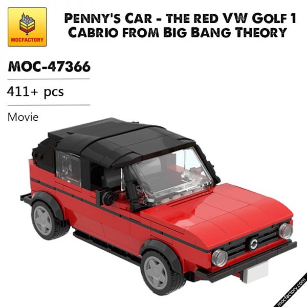 MOC 47366 Pennys Car the red VW Golf 1 Cabrio from Big Bang Theory Movie by brickotronic MOC FACTORY - MOULD KING