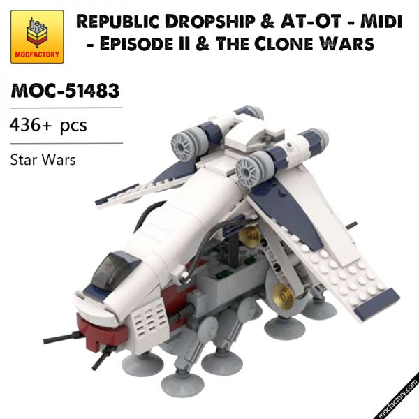 MOC 51483 Republic Dropship AT OT Midi Episode II The Clone Wars Star Wars by 6211 MOC FACTORY - MOULD KING