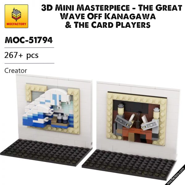 MOC 51794 3D Mini Masterpiece The Great Wave Off Kanagawa The Card Players Creator by beewiks MOC FACTORY - MOULD KING