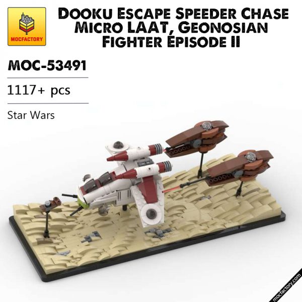 MOC 53491 Dooku Escape Speeder Chase Micro LAAT Geonosian Fighter Episode II Star Wars by 6211 MOC FACTORY - MOULD KING