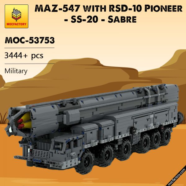 MOC 53753 MAZ 547 with RSD 10 Pioneer SS 20 Sabre Military by zz0025 MOC FACTORY - MOULD KING