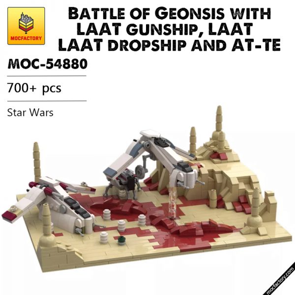 MOC 54880 Battle of Geonsis with LAAT gunship LAAT dropship and AT TE Star Wars by Red5 Leader MOC FACTORY - MOULD KING