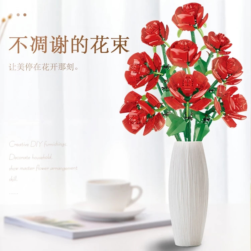 MOC FACTORY 10803 Rose Flower Bouquet Compatible 40460 | MOULD KING