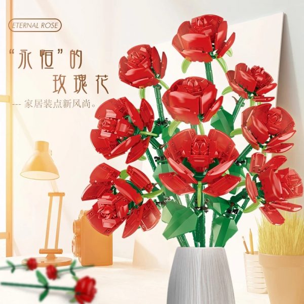 MOC FACTORY 10803 Rose Flower Bouquet Compatible 40460 v4 - MOULD KING