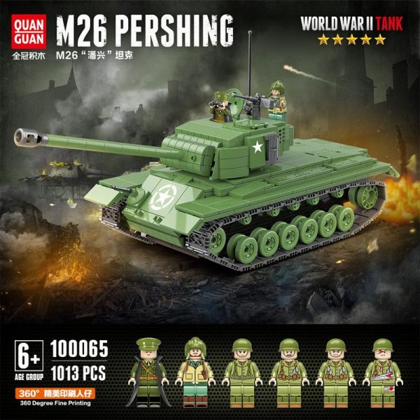 QuanGuan 100065 USA M26 PERSHING Tank with 1013 pieces 1 - MOULD KING