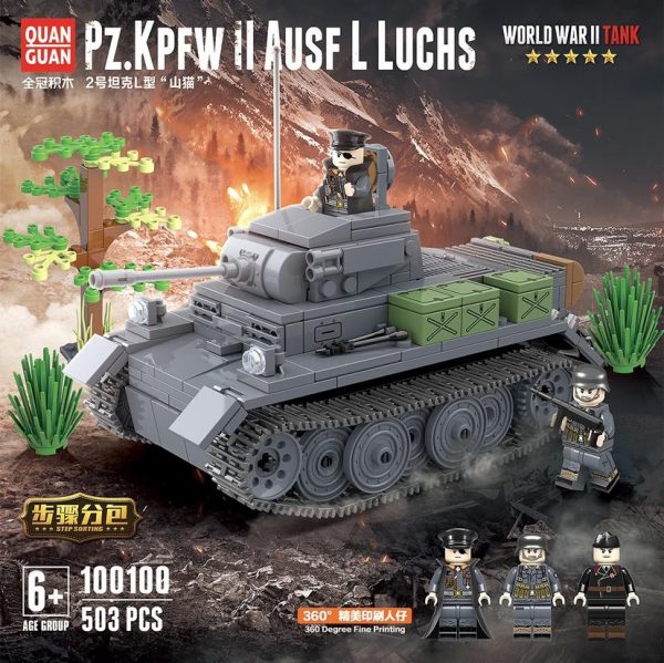 QuanGuan 100100 German Pz.Kpfw .II Ausf. L Luchs Tank with 503 pieces 1 - MOULD KING