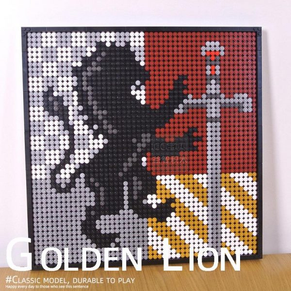 moc factory 8902 bricks artwork creator 4 in 1 golden lion snake 040034 - MOULD KING