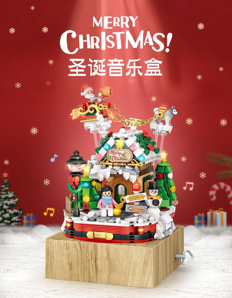 LOZ 1238 Merry Christmas Music Box with 979 pieces