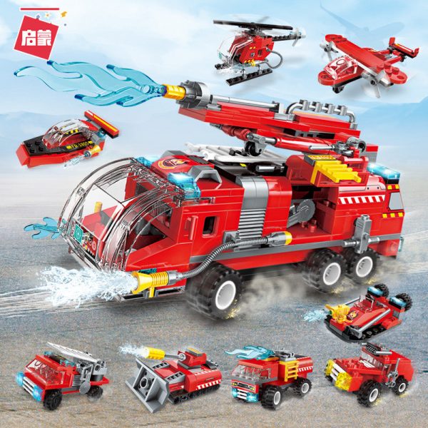 Qman 1805 Fire Truck 8 in 1 with 313 pieces 1 - MOULD KING