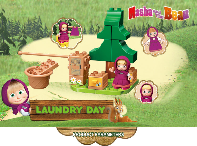 Qman 5208 Masha Laundry Day with 22 pieces