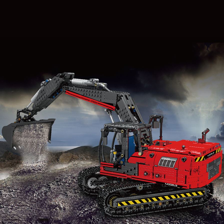 Mould King 17033 RC Red Mechanical Excavator with 1828 pieces