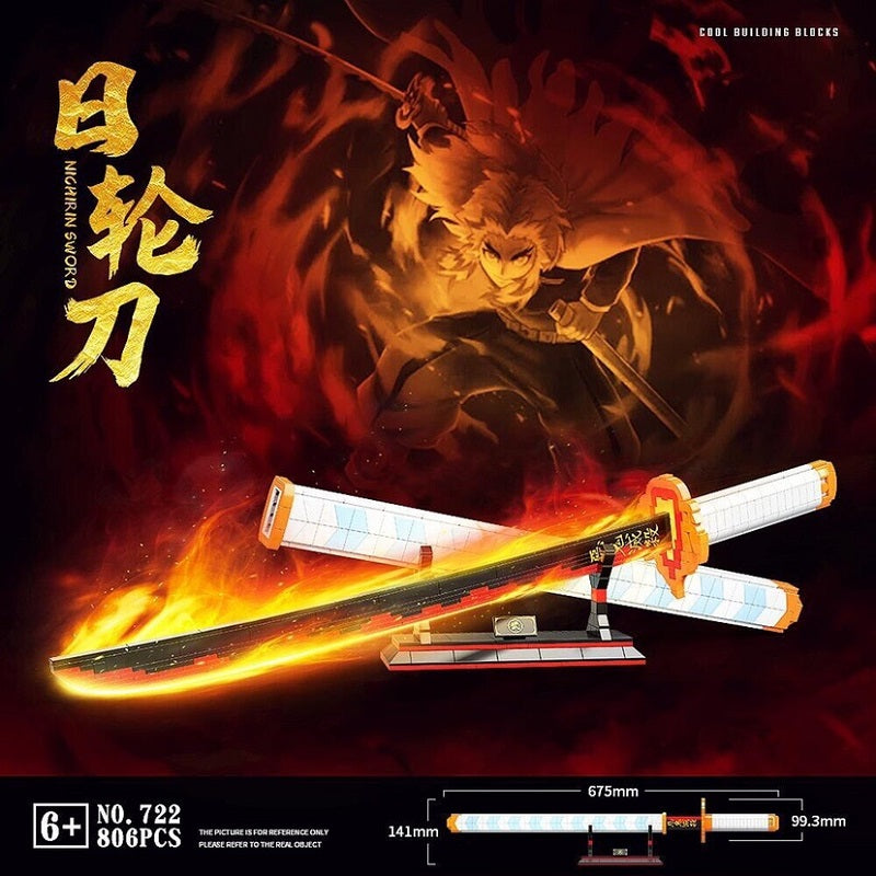 Quanguan 722 Demon Slayer: Kimetsu no Yaiba Nichirin Sword with 806 pieces