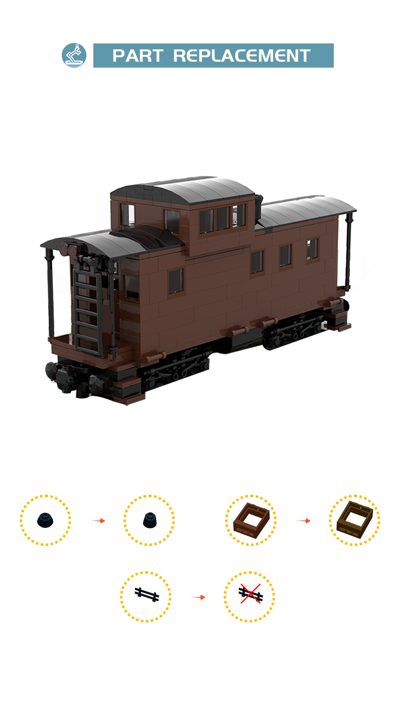 MOC-81647 C-40-3 Cupula Caboose – Southern Pacific edition with 594 Pieces