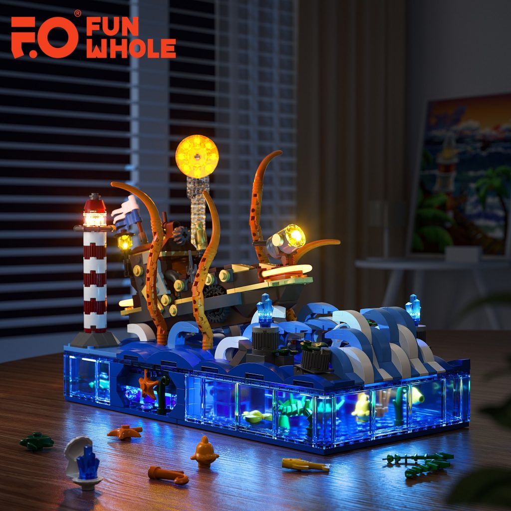 FUNWHOLE FH9003 Ocean Adventure Boat With 824 Pieces