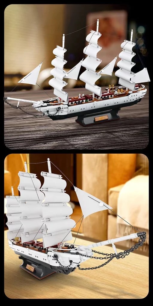 FORANGE FC6006 White Swan Sailboat With 1672 Pieces