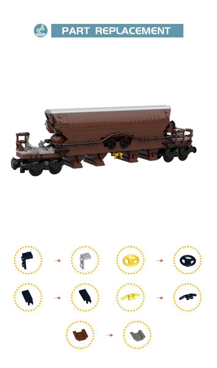MOC-123192 Hopper Wagon Brown (Tanoos 896) With 613 Pieces
