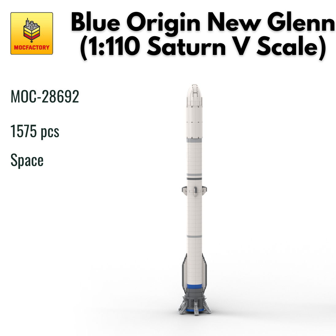 MOC-28692 Blue Origin New Glenn (1:110 Saturn V Scale) With 1575 Pieces