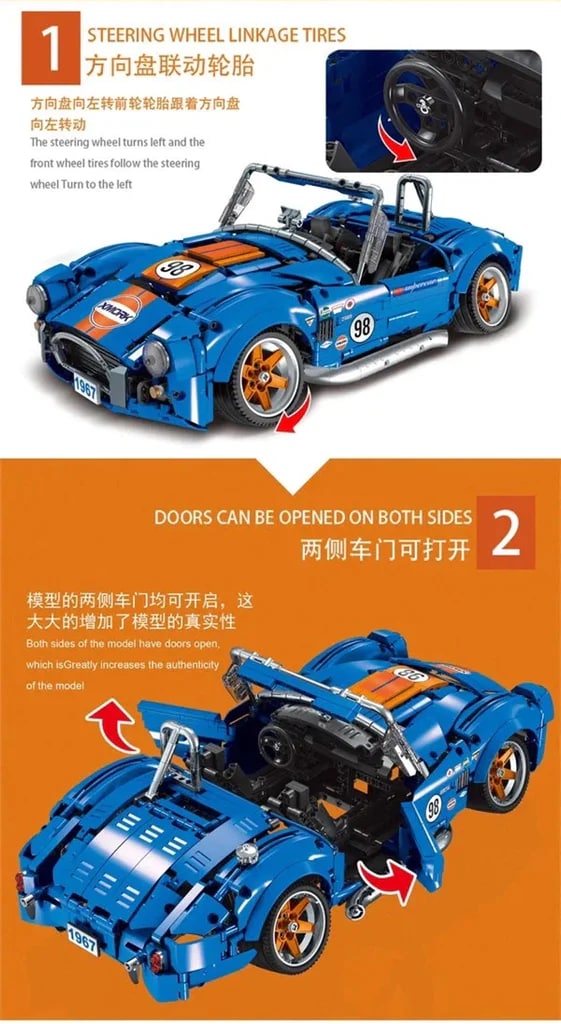 MORK 022025-1 1:10 Shelby Cobra 427 With 1816 Pieces