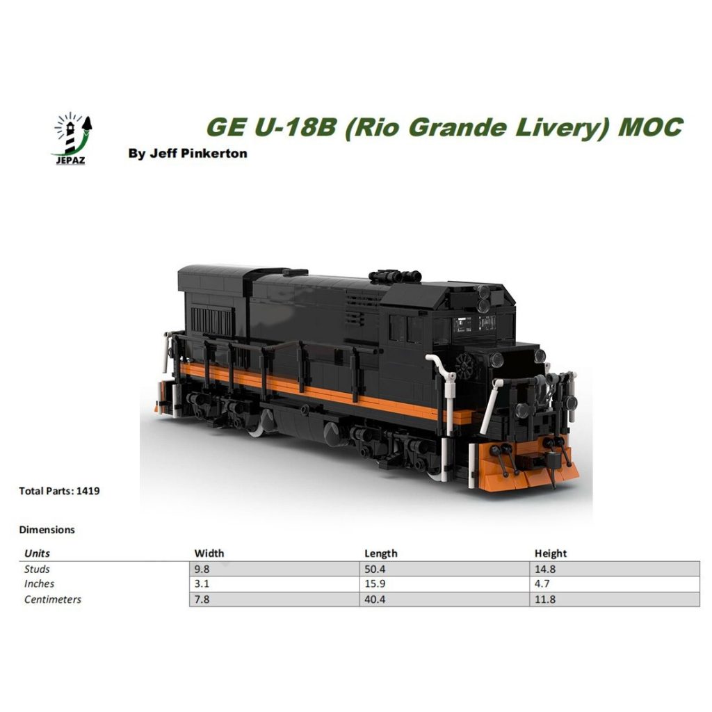 MOC-116991 GE U18B Rio Grande (Fantasy Livery) With 1401 Pieces