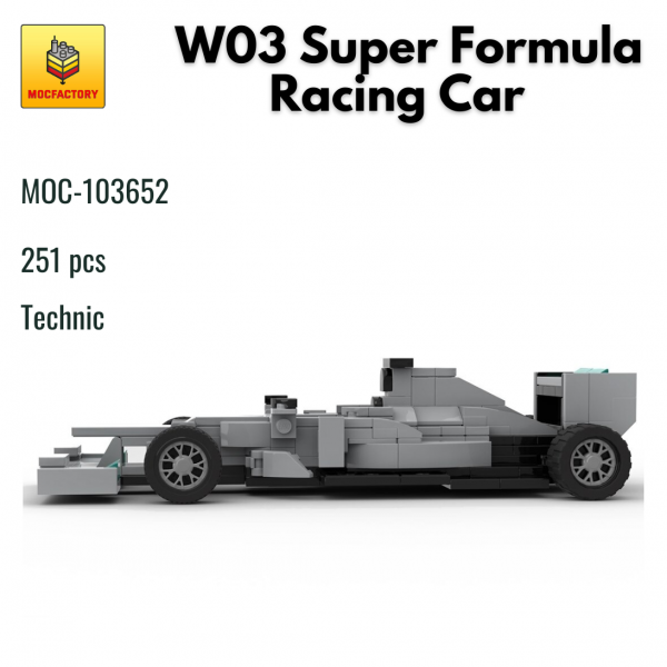 MOC 103652 Technic W03 Super Formula Racing Car MOC FACTORY - MOULD KING