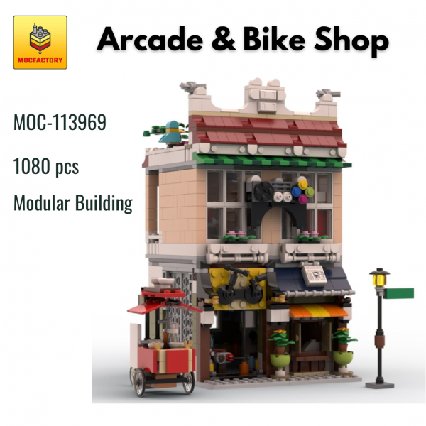 MOC 113969 Modular Building Arcade Bike Shop Street View MOC FACTORY - MOULD KING