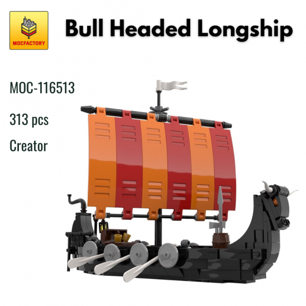 MOC 116513 Creator Bull Headed Longship MOC FACTORY - MOULD KING