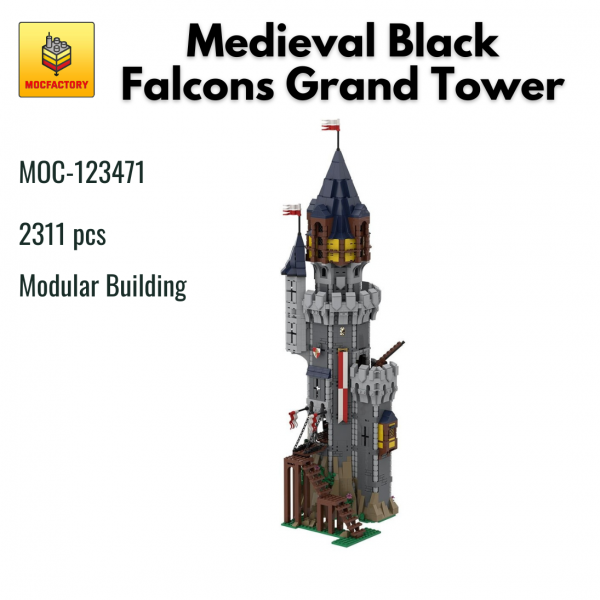 MOC 123471 Modular Building Medieval Black Falcons Grand Tower MOC FACTORY - MOULD KING