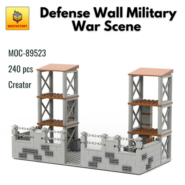 MOC 89523 Creator Defense Wall Military War Scene MOC FACTORY - MOULD KING