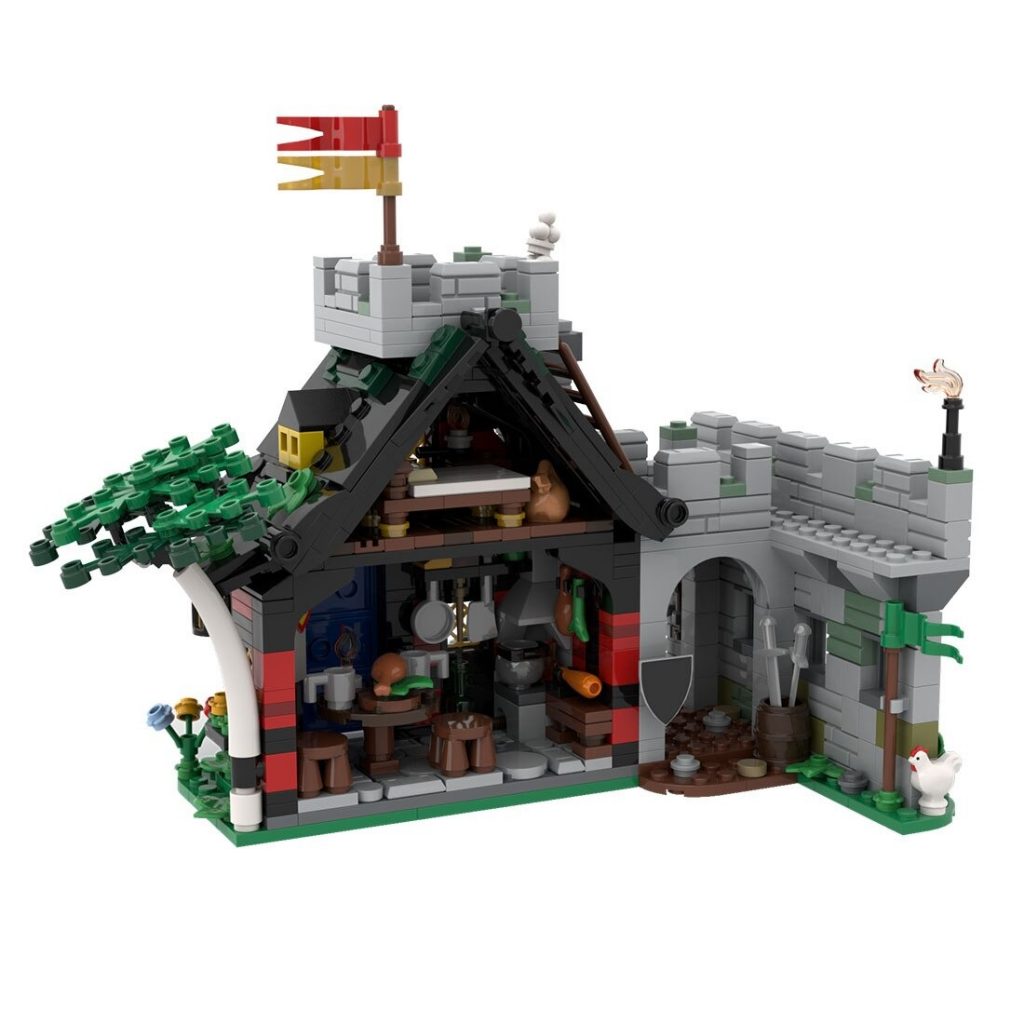 MOC-114616 Medieval Mini Guarded Inn With 769 Pieces