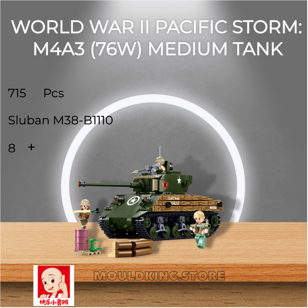Sluban WWII M4A3 (76W) medium tank M38-B1110