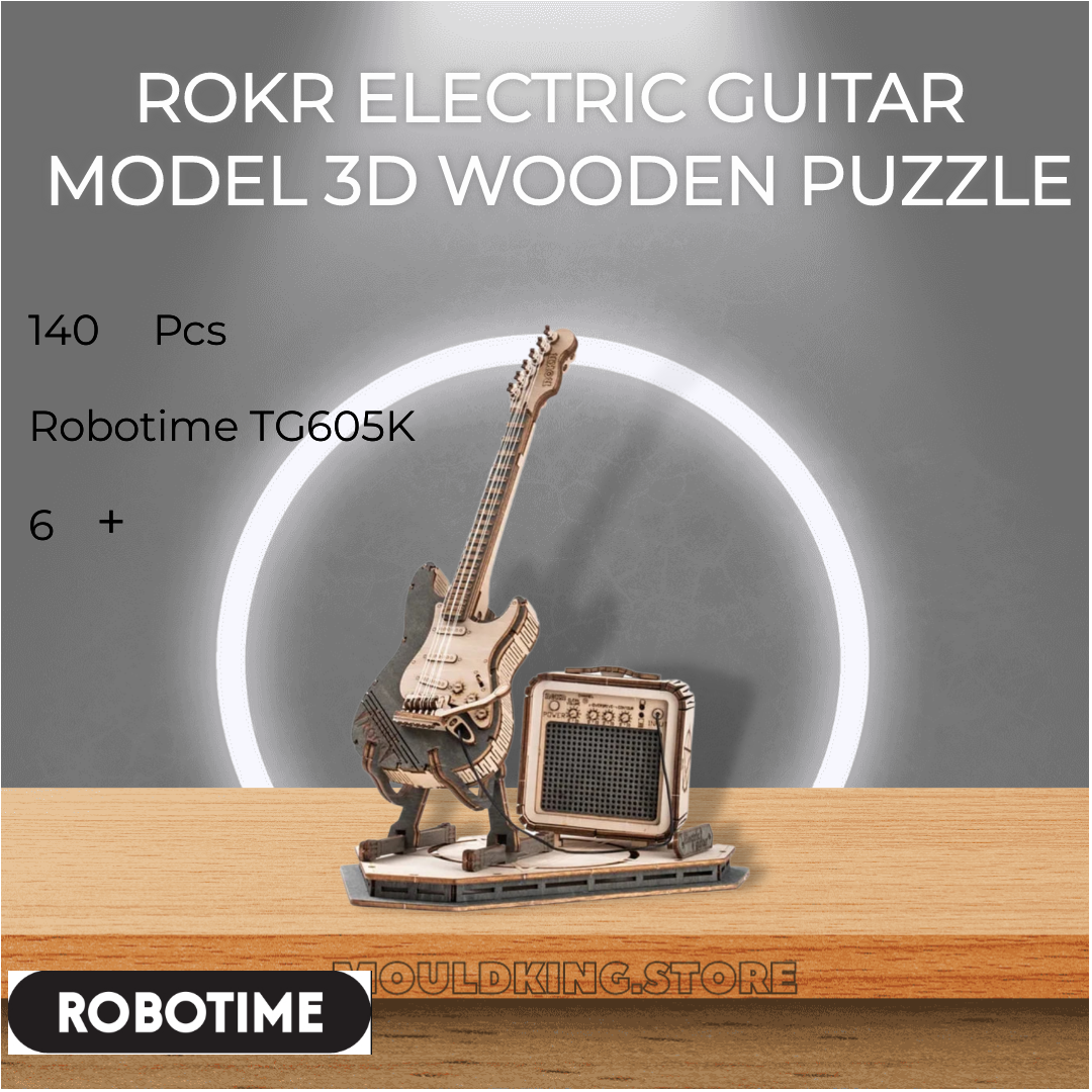 Puzzle en bois 3D : Instrument de musique Guitare électrique – Puzzle 3D en  bois