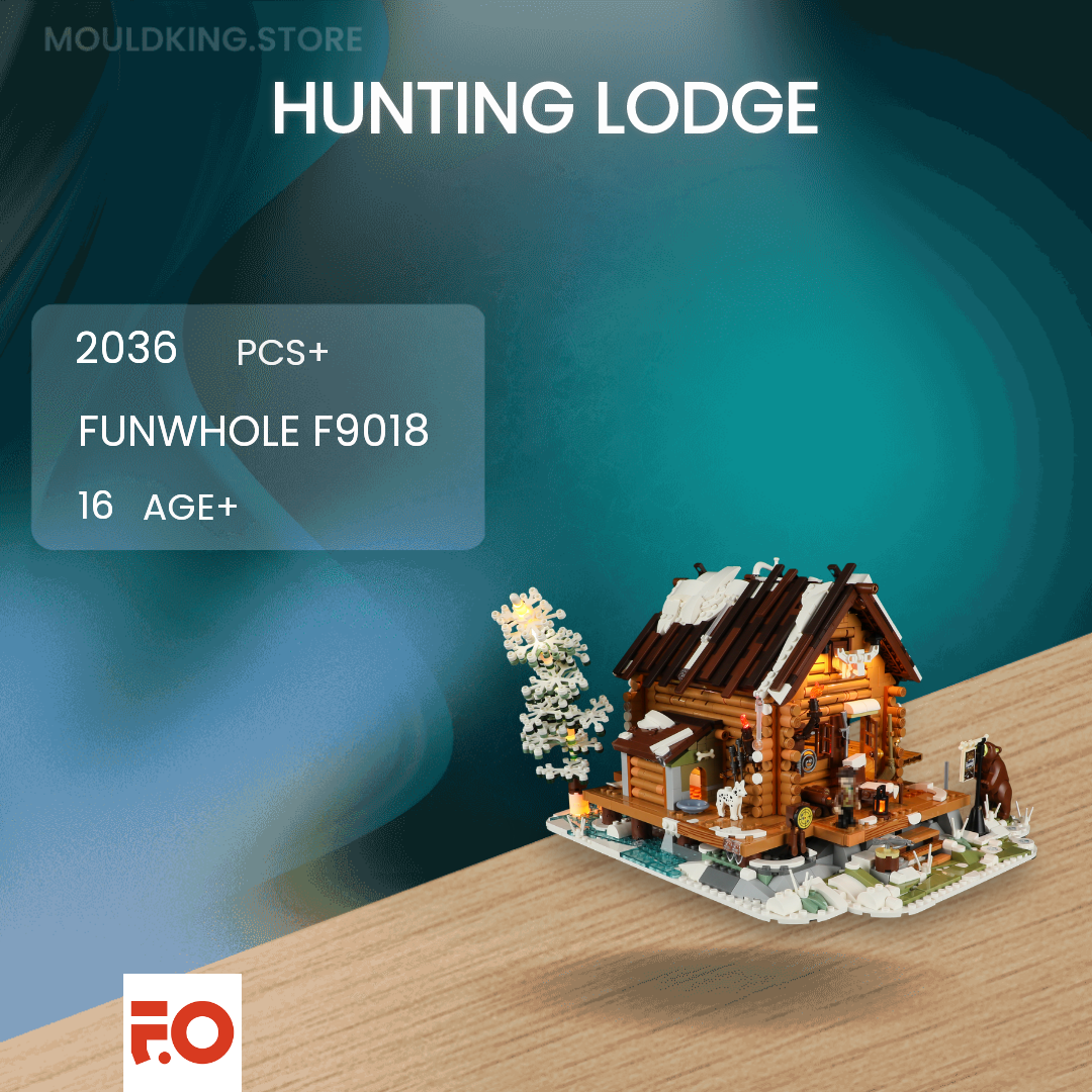 FUNWHOLE® Hunting Cabin Building Blocks with Lights 2036 pcs in