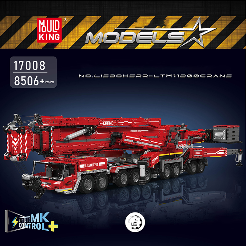 MOULD KING 17008 Red Liebherr LTM 11200 Remote Controlled Crane With Motor  with 8506 Pieces